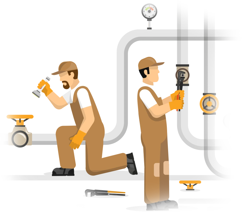 Plumber using drain camera inspection equipment