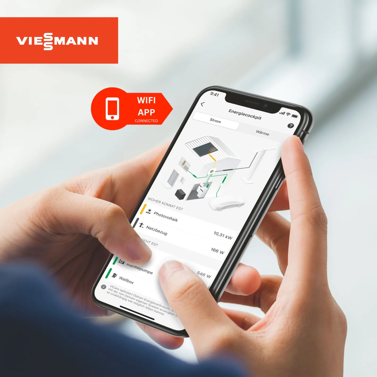 Vitocal Home Control app in use